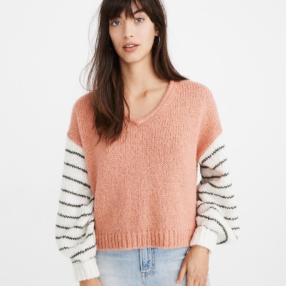 Madewell Balloon-Sleeve Sweater in Colorblock